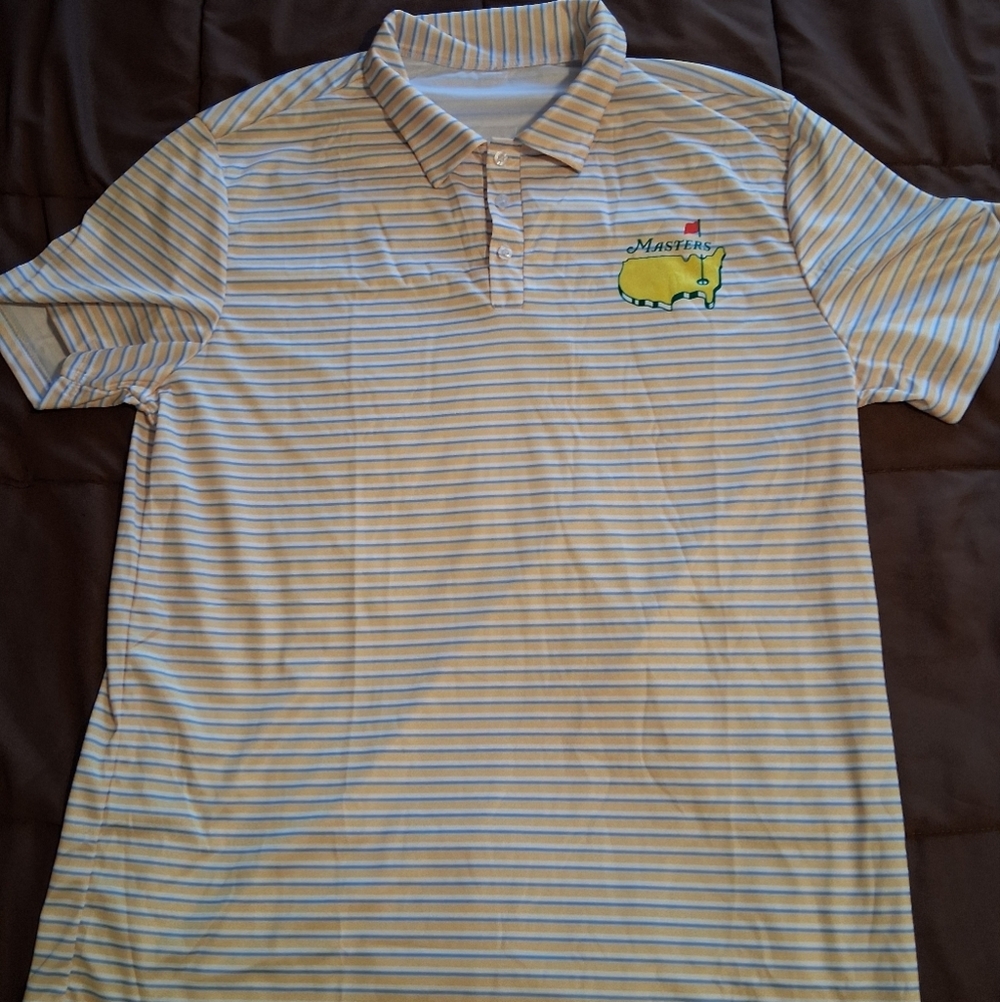 Masters White and Gray Striped Polo Shirt